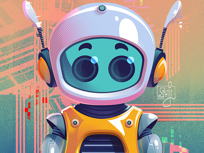 Bits bot character design freelance illustrator illustration illustrator nft pfp procreate robot