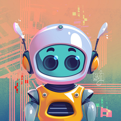 Bits bot character design freelance illustrator illustration illustrator nft pfp procreate robot