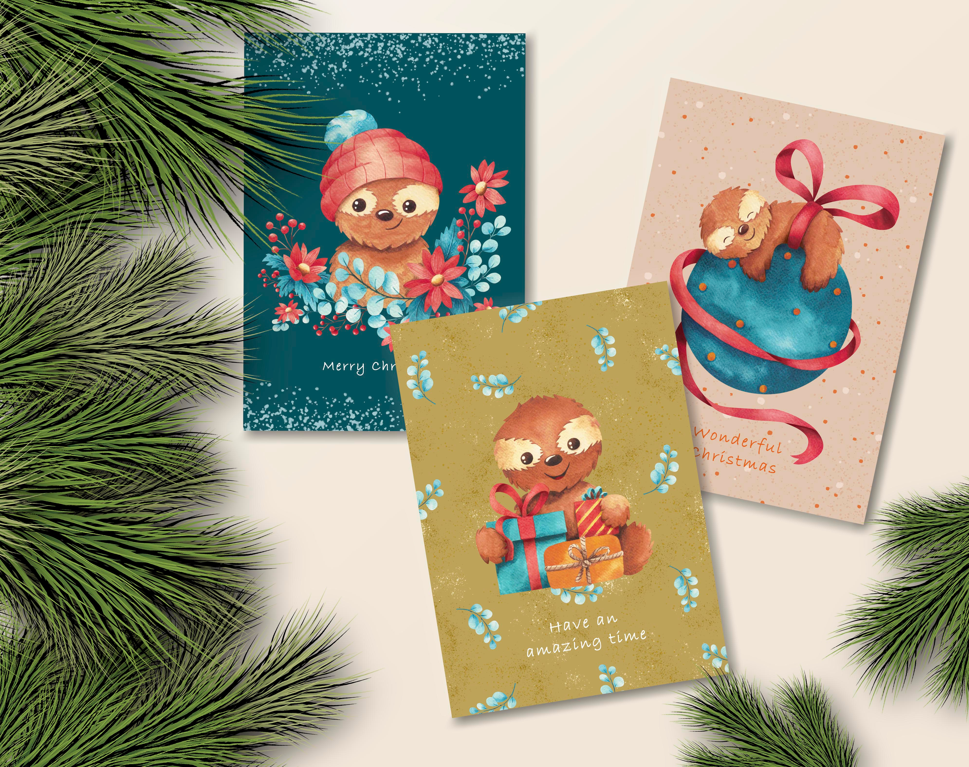 Example of Set of watercolor Christmas cards