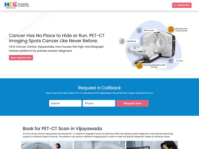 HCG Oncology Vijayawada PET CT Landing Page custom php template design php custom template ui webdeve wordpress custom theme