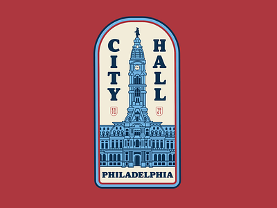 Philadelphia City Hall - T-Shirt Design city hall illustration landmark logo maroon philadelphia tshirt design vector