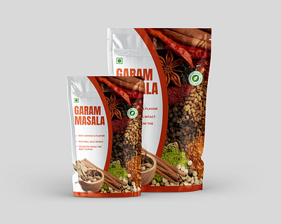 Garam Masala Doypack Packaging Design box packaging branding creative design food packaging garam masala packaging graphic design graphic designer indian label design modern packaging packaging design product packaging trendy