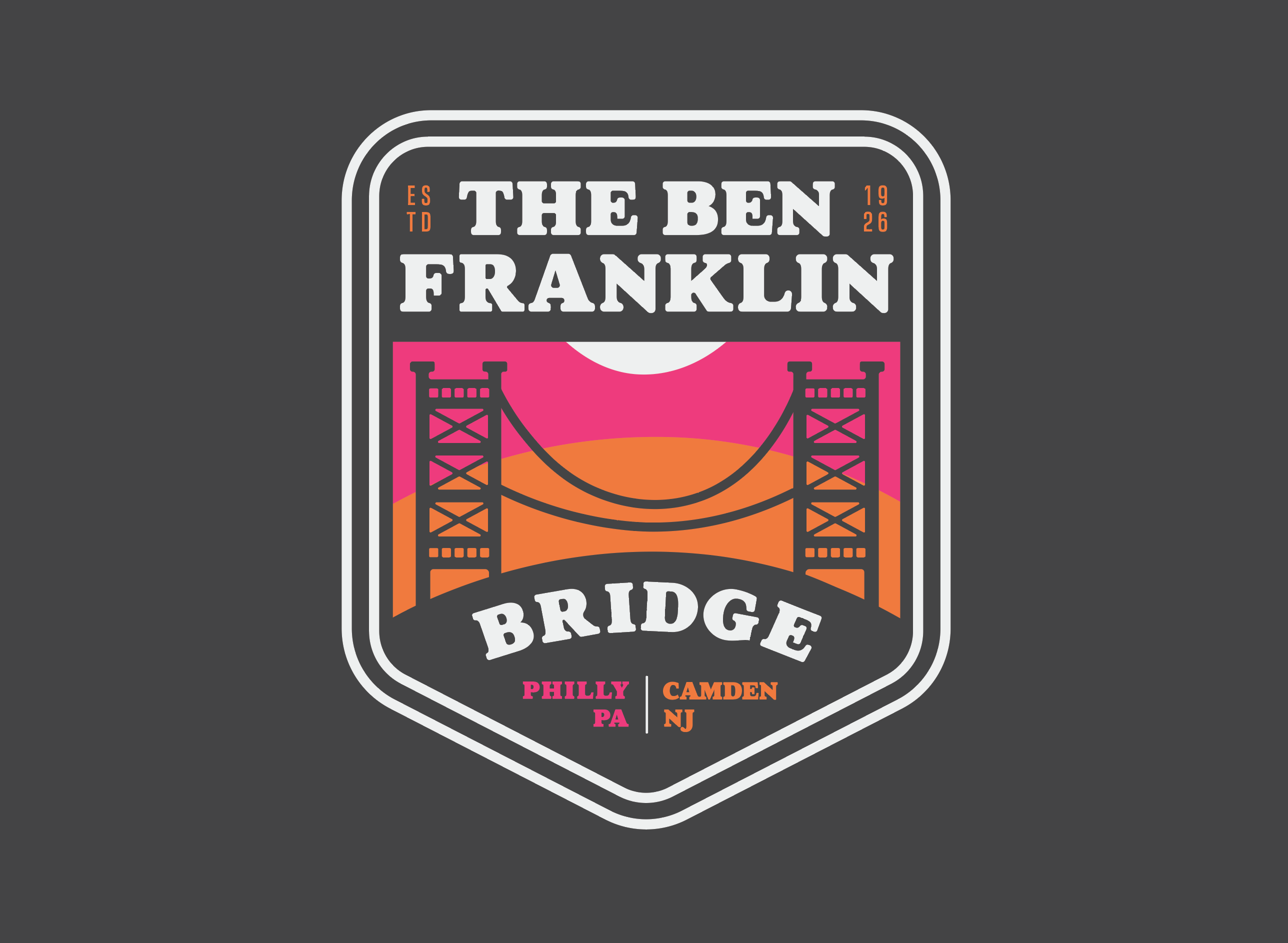 T-Shirt Design - Ben Franklin Bridge, Philly bridge dark landmark logo new jersey pennsylvania philadelphia philly sunset t shirt tshirt design