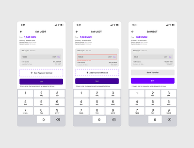 Sell USDT on an Exchange App design figma ui ux web3