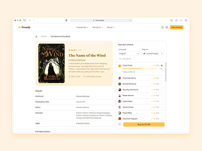 Product Page – Book Selection with Narrator Choice (Prosody) digitallibrary