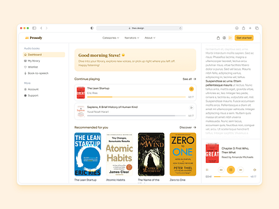 User Audiobooks Library/Dashboard (Prosody) ecommerce