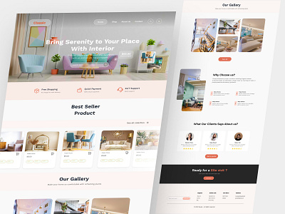 Furniture e-commerce Website 3d animation landing page motion graphics ui