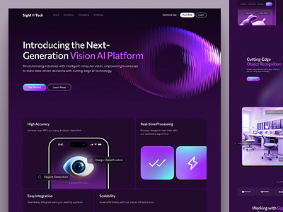 Vision AI platform I Landing page ai dark mode homepage illustration landing landing page landing page design ui design ux