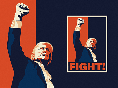 Donald Trump Wins america art donald trump fight god bless usa graphic design illustration illustrator news politics poster president procreate retro poster trump usa vector victory vote winner