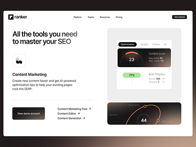 ranker - web design branding design digital finance graphic design hero illustration inspiration landing landingpage product ui visual visual identity web webdesign