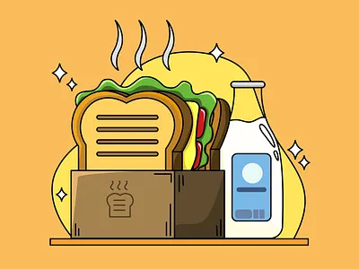 Sando and Milk 2dillustration bread breakfast foodillustration graphic design illustration sandwich toast toastillustration vector