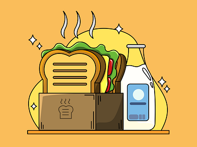 Sando and Milk 2dillustration bread breakfast foodillustration graphic design illustration sandwich toast toastillustration vector