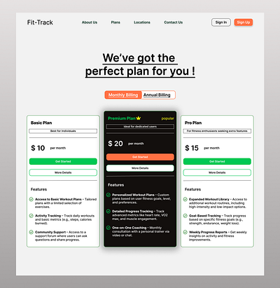 Fit-Track Pricing & User Flow 💪 dribbble figma figmadesign fitnessapp pricingpage pricingplan ui ux website websitedesign