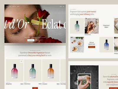 Eclat d'Or - Marketplace Website ecommerce landing page marketplace minimal parfume product typography ui ui design uiux web design website women