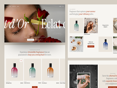 Eclat d'Or - Marketplace Website ecommerce landing page marketplace minimal parfume product typography ui ui design uiux web design website women