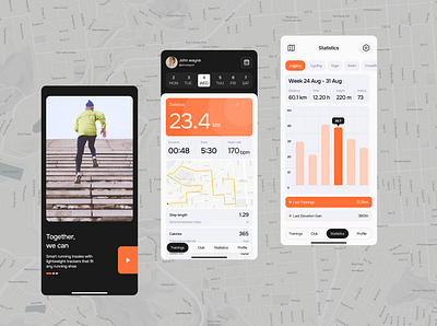 Go Health - Running & Sports Tracking app apps design mobile mobile apps running sports ui