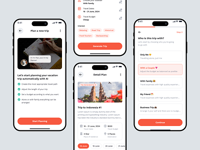 AI Trip Planner Mobile App UI Kit ai ai travrl ai trip planner airbnb inspiration mobile mobile app mobile ui travel travel agency travel app traveling trip trip planner app trip planner mobile ui ui8 uikit ux vacation