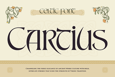 Cartius branding celtic celtic design celtic font celtic style custom font font font design font style lettering medieval medieval style type design typeface typography