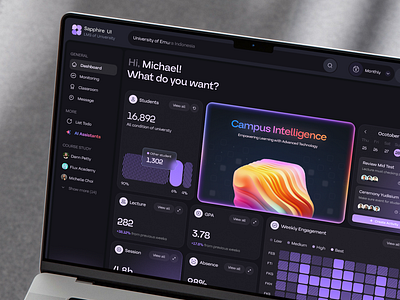 Sapphire - Dashboard Learning Management System analytics apps branding chart clean crm dark theme dashboard design education interface learning product saas ui uiux ux web web design website