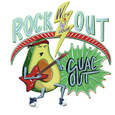 Rock Out With Your Guac Out arrin cartoon digital digital illustration evolution of arrin food funny guac guacamole humor illustrator music procreate pun