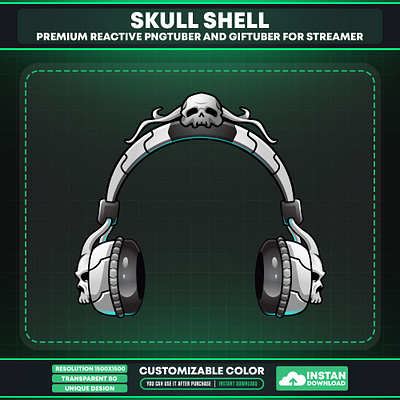 Vtuber Accessories Headphone | Skull Theme Vtuber Headphones skull gaming gear