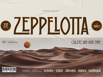 Zeppelotta - Classic Art Deco Font 60s 70s art deco bohemian boho branding classic cult font hippie logo logotype poster retro serif type typeface typo typography vintage