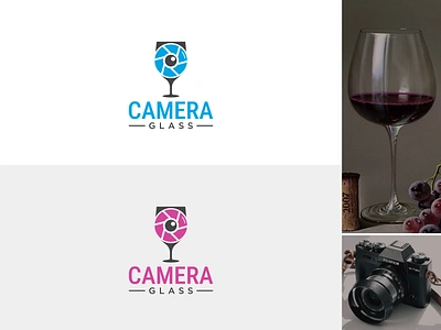 Camera and glass combination logo branding business camera lens camera logo camera minimalist logo camera with glass logo company design drink flat minimal glass logo graphic design icon juice lens logo logo idea modern vector