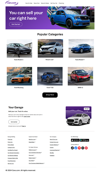 Car website design ui ux