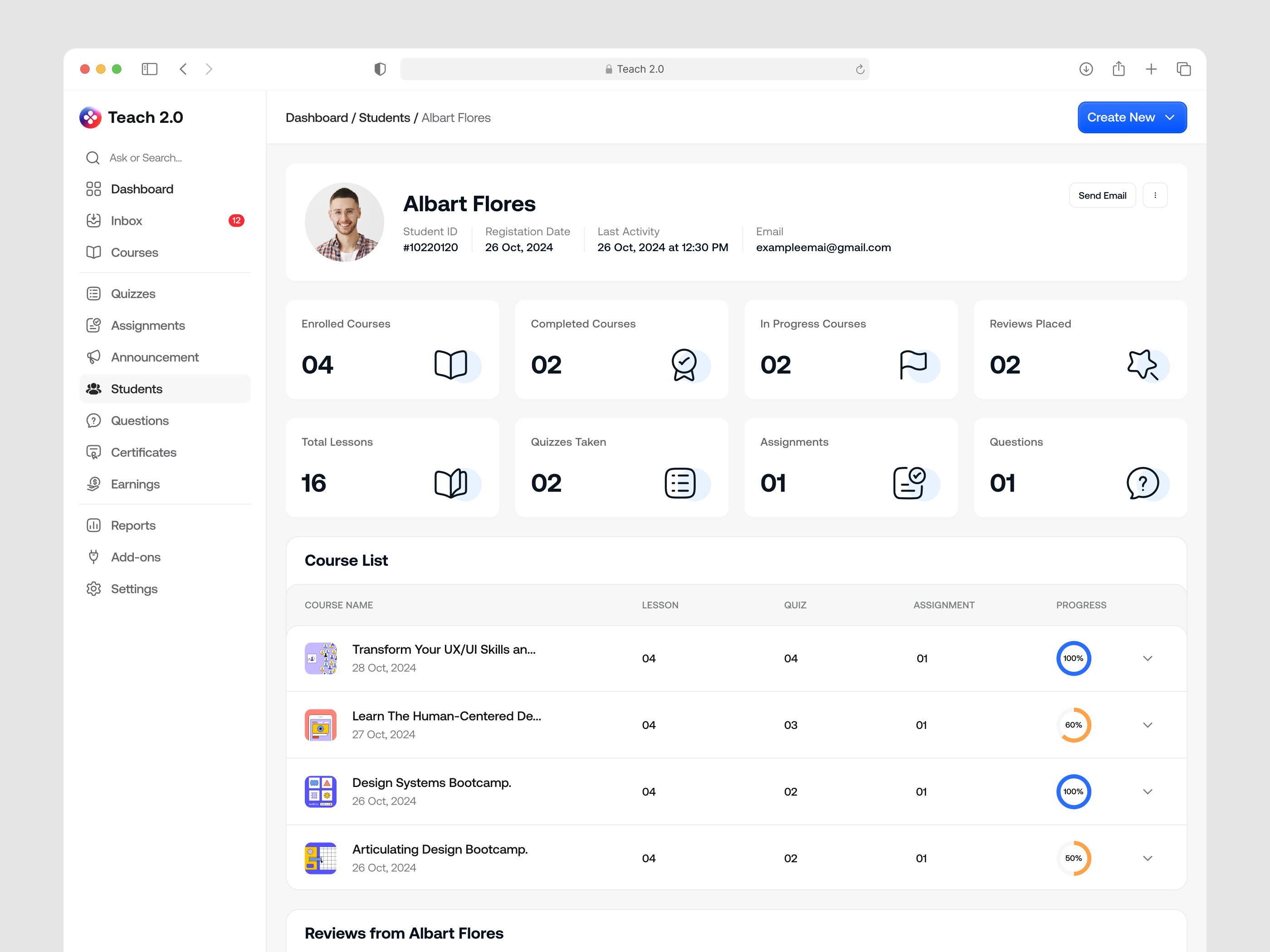 Student Overview Dashboard by Jamal Hossain Murad on Dribbble