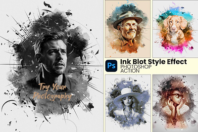 Ink Blot Art Photoshop Action ink blot art watercolor