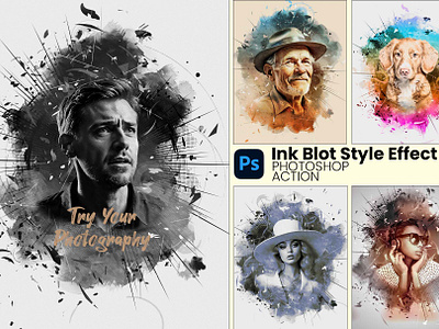 Ink Blot Art Photoshop Action ink blot art watercolor