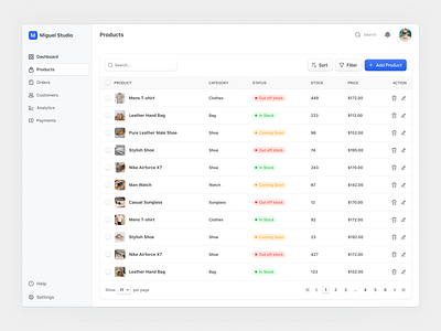 Products Page - Ecommerce Dashboard admin panel b2b case study crm dashboard ecommerce saas hrm product list product page product table saas saas web app sales management ux web app