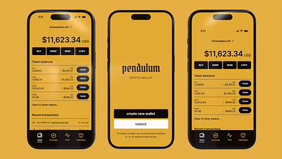 Pendulum - Crypto Wallet Concept ios native ui ux