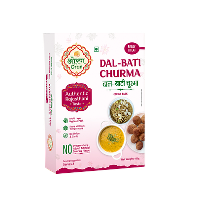 Dal, Bati & Churma (Ready to Eat) Box Design bati box box design box packaging branding churma dal dal bati churma logo design mockup mockup design packaging pouch design