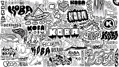 "Koba" typography research for a logo art branding color pencil design draw dream festival graffiti illustration letters logo music street art typography water ink