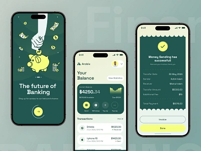 Finance Banking App UI app azbin balance banking card chart defi finance fintech invest md azbin islam mobile mockup onboarding online banking saving ui ux wallet website