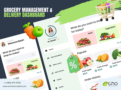 Grocery Management & Delivery Dashboard UI Design graphic design