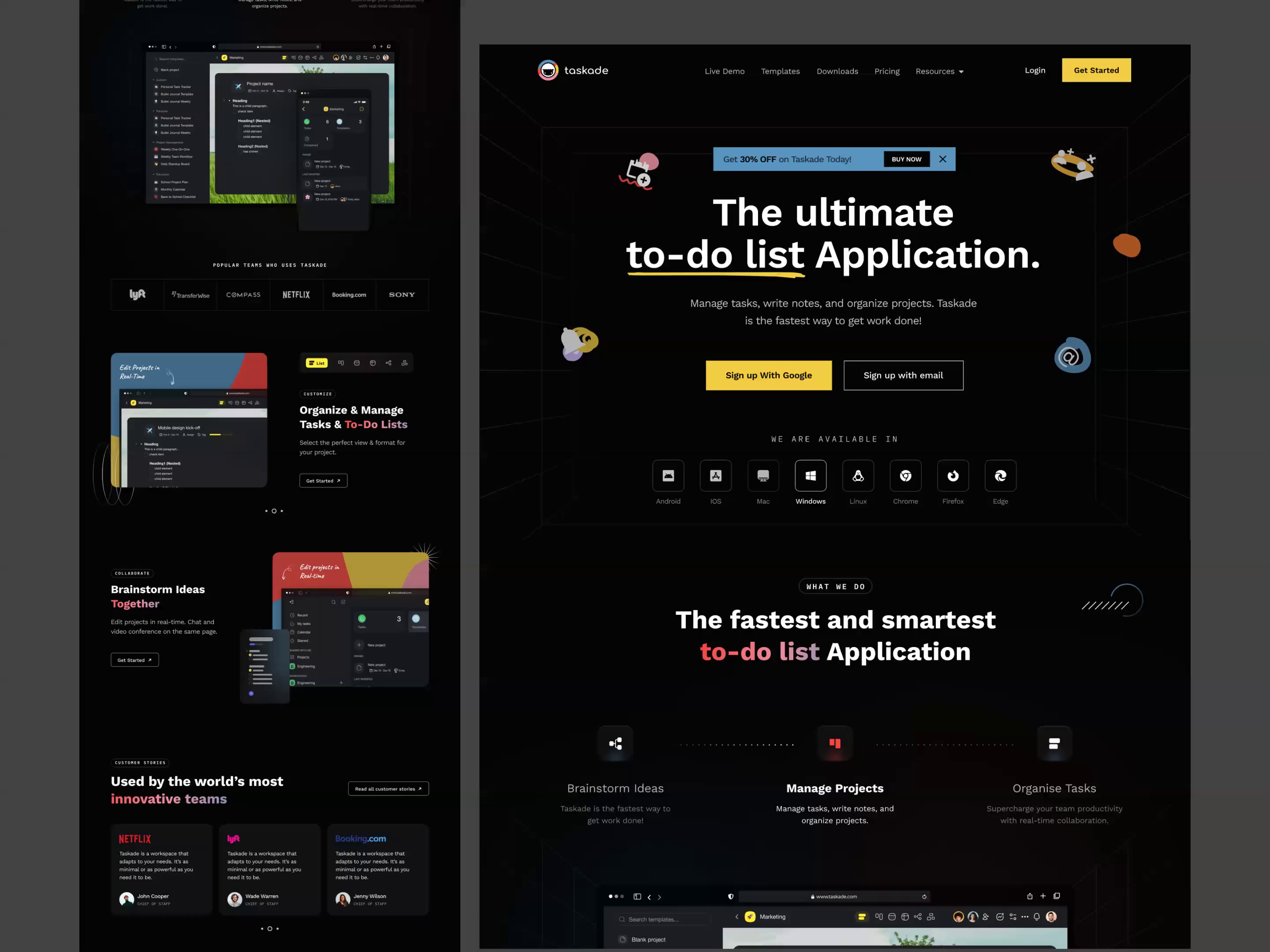 Example of Taskade - Landing page
