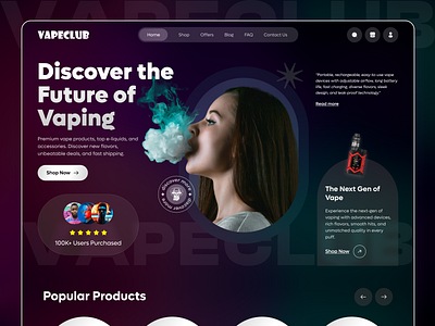 Modern Vape eCommerce Website Design💻 branding clean ecommerce graphic design home page illustration landing page online shop ui ux vape design vape online shop vaping webdesign website website design