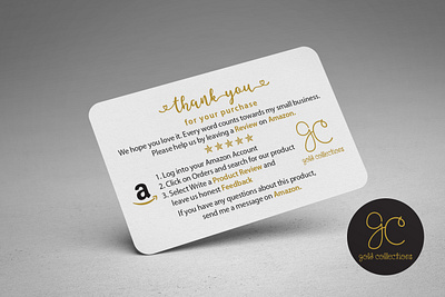 design Amazon thank you card, product insert, package insert. branding identity