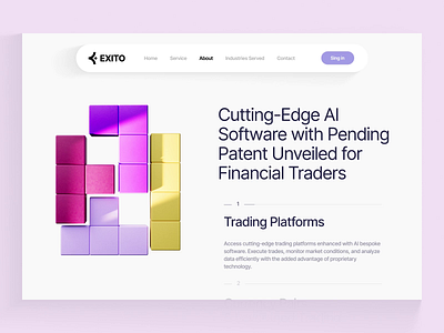 Exito website part 2 3D animation 3d 3d animation ai ai web ai website app finance fintech landing landing page motion graphics tetris trading ui ux web web design web3 webdesign website