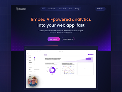 AI Data Analytics Website agency ai data management analytics dark website dashboard data management website designer embed ai graph hero landing page layout management data saas ui ux designer web app