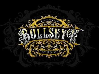 BULLSYE TATTOO STUDIO - CUSTOM LOGO blackletter brandlogo calligraphy customlogo gothic gothicletter logodesigner logomaker tattoologo tattoologomaker