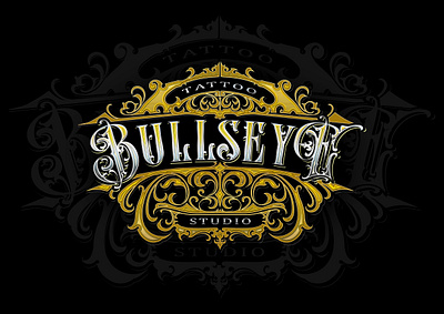 BULLSYE TATTOO STUDIO - CUSTOM LOGO blackletter brandlogo calligraphy customlogo gothic gothicletter logodesigner logomaker tattoologo tattoologomaker