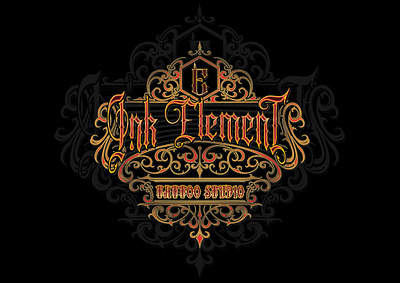 INK ELEMENT TATTOO STUDIO - CUSTOM LOGO blackletter brandlogo calligraphy customlogo gothicletter logodesigner logomaker premiumlogo procreate tattoologo tattooshop