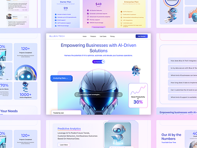 Blue AI Tech - AI Landing Page ai aiplatform artificial intelligence branding design fresher futuristic design homepage illustration langing page modern saas tech trendy ui ux web design