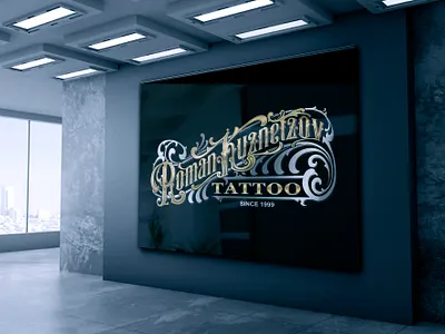 ROMAN KUZNETZOV TATTOO STUDIO LOGO blackletter brandlogo calligraphy customlogo gothic gothicletter lettering logodesigner logomaker tattoo tattoologo tattoologomaker tattooshop