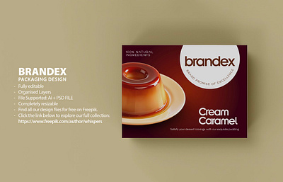 Brandex Cream Caramel - Premium Dessert Packaging Design (EPS) dessert label