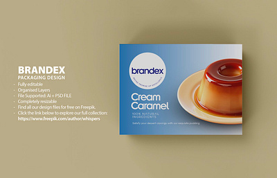 Brandex Cream Caramel - Premium Dessert Packaging Design (EPS) dessert label