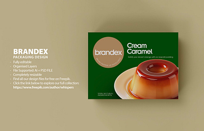 Brandex Cream Caramel - Premium Dessert Packaging Design (EPS) dessert label